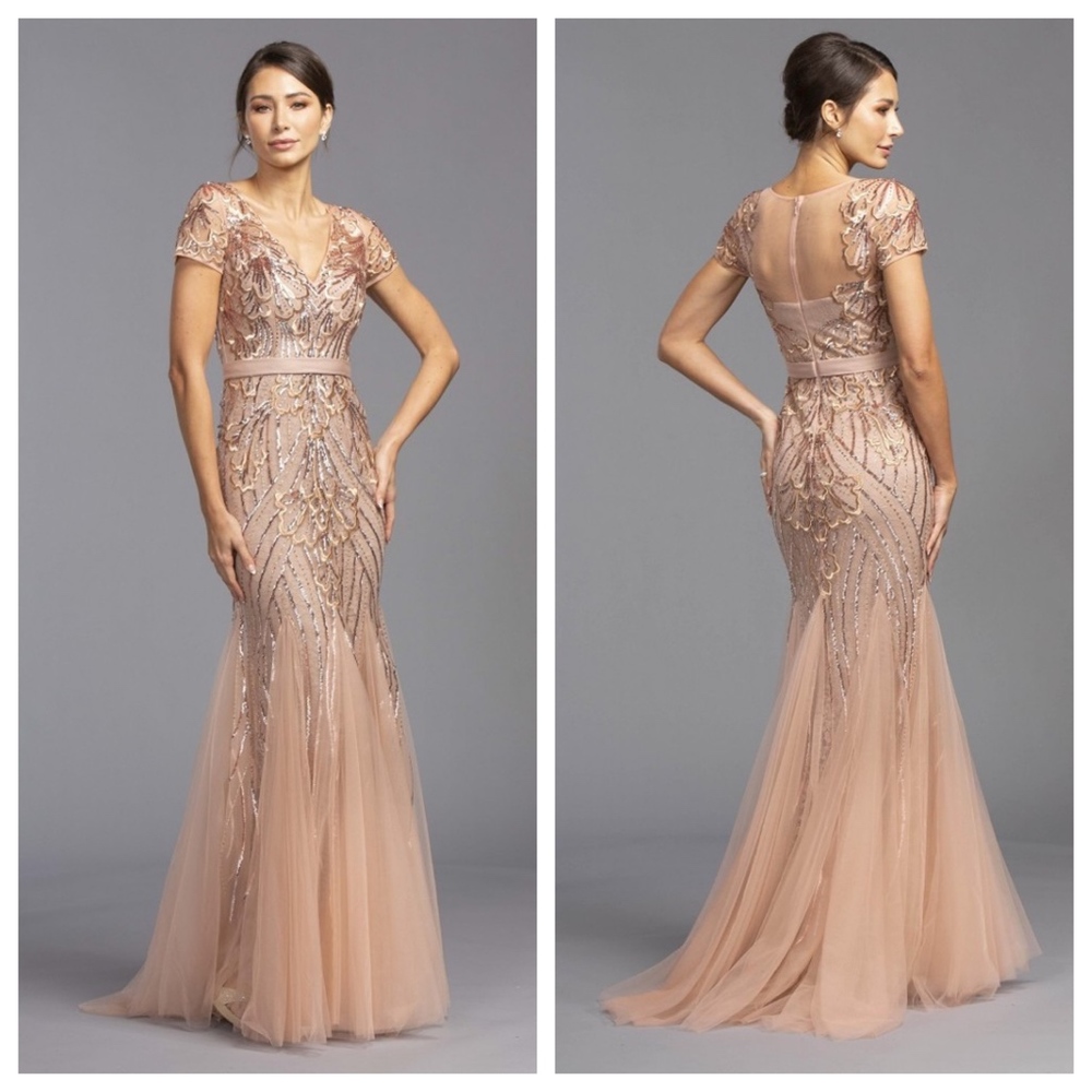 BEAUTIFUL DETAILED MOTHER OF GOWN WITH  SLEEVES